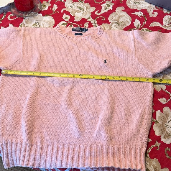 Polo by Ralph Lauren Mens Pink cotton Crew Neck Sweater, pony - Picture 6 of 10